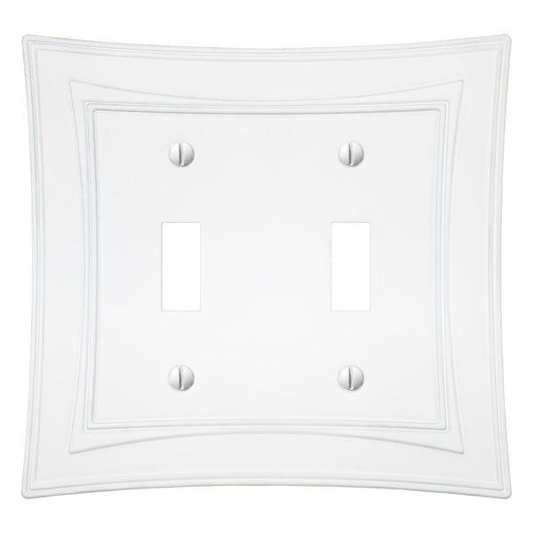 Modern Biba Matte White Cast - 2 Toggle Wallplate - Wallplate Warehouse 96TTMW - B 070686015483 2 Toggle