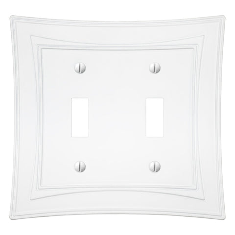 Modern Biba Matte White Cast - 2 Toggle Wallplate - Wallplate Warehouse 96TTMW - B 070686015483 2 Toggle