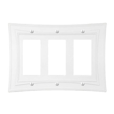Modern Biba Matte White Cast - 3 Rocker Wallplate - Wallplate Warehouse 96RRRMW - B 070686015537 3 Rocker