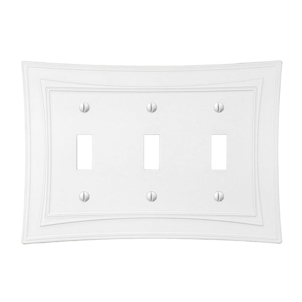 Modern Biba Matte White Cast - 3 Toggle Wallplate - Wallplate Warehouse 96TTTMW - B 070686015490 3 Toggle