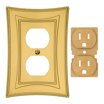 Modern Biba Satin Gold Cast - 1 Duplex Wallplate - Wallplate Warehouse 96DCSG - B 070686015360 1 Duplex