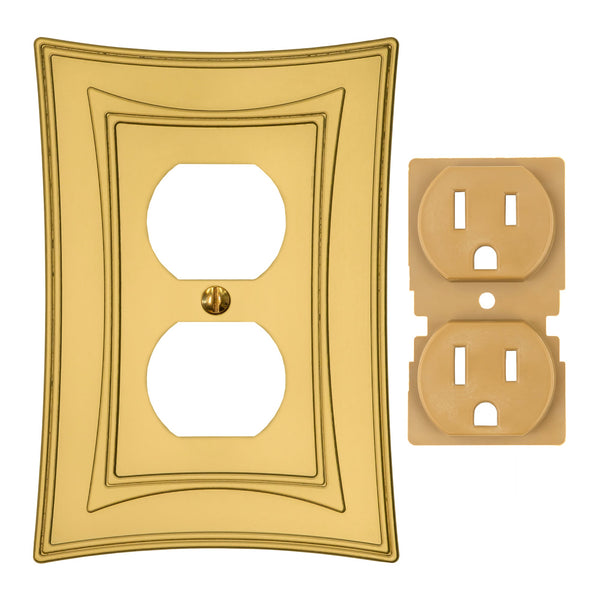 Modern Biba Satin Gold Cast - 1 Duplex Wallplate - Wallplate Warehouse 96DCSG - B 070686015360 1 Duplex