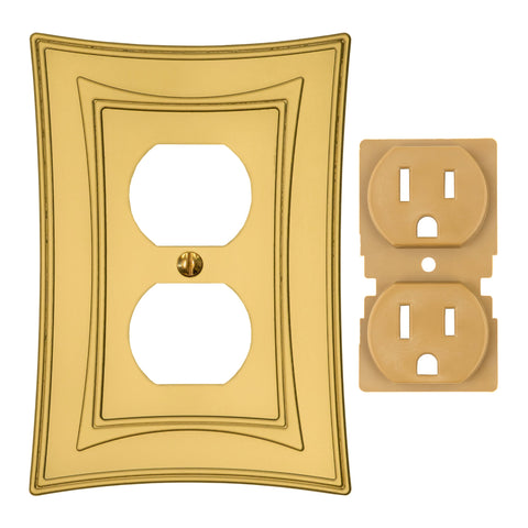 Modern Biba Satin Gold Cast - 1 Duplex Wallplate - Wallplate Warehouse 96DCSG - B 070686015360 1 Duplex
