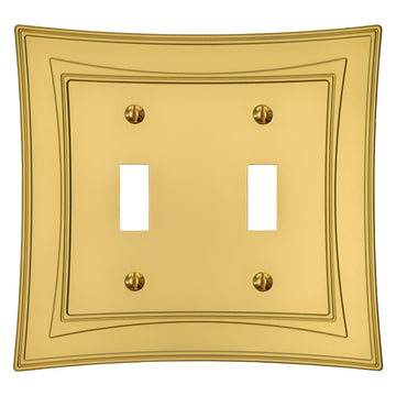 Modern Biba Satin Gold Cast - 2 Toggle Wallplate - Wallplate Warehouse 96TTSG - B 070686015346 2 Toggle