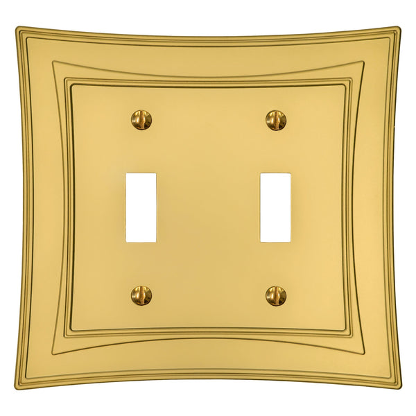 Modern Biba Satin Gold Cast - 2 Toggle Wallplate - Wallplate Warehouse 96TTSG - B 070686015346 2 Toggle
