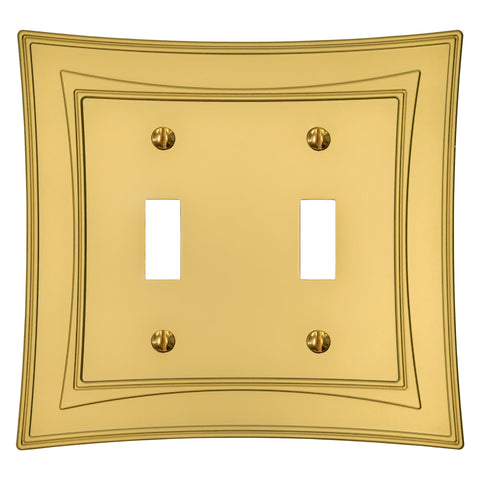 Modern Biba Satin Gold Cast - 2 Toggle Wallplate - Wallplate Warehouse 96TTSG - B 070686015346 2 Toggle