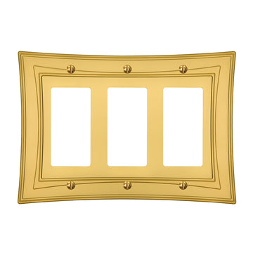 Modern Biba Satin Gold Cast - 3 Rocker Wallplate - Wallplate Warehouse 96RRRSG - B 070686015391 3 Rocker