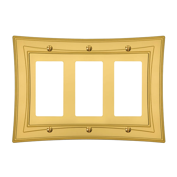 Modern Biba Satin Gold Cast - 3 Rocker Wallplate - Wallplate Warehouse 96RRRSG - B 070686015391 3 Rocker