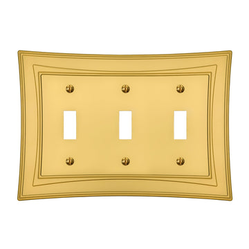 Modern Biba Satin Gold Cast - 3 Toggle Wallplate - Wallplate Warehouse 96TTTSG - B 070686015353 3 Toggle