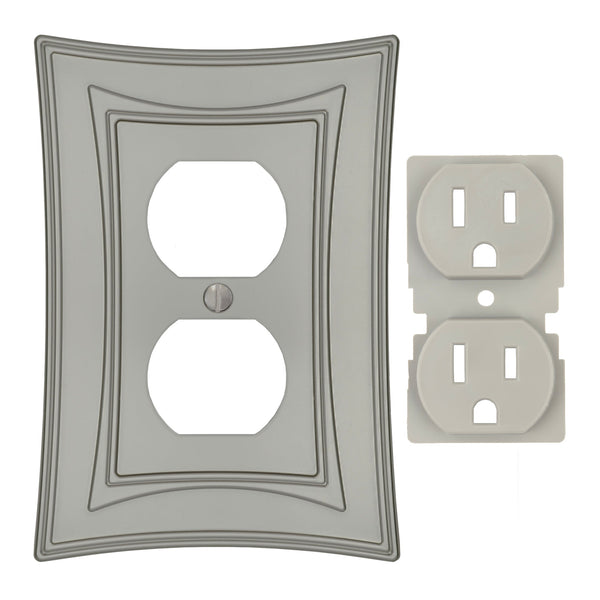 Modern Biba Satin Nickel Cast - 1 Duplex Wallplate - Wallplate Warehouse 96DCN - B 070686015575 1 Duplex