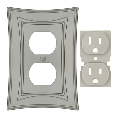 Modern Biba Satin Nickel Cast - 1 Duplex Wallplate - Wallplate Warehouse 96DCN - B 070686015575 1 Duplex