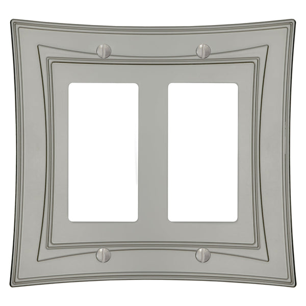 Modern Biba Satin Nickel Cast - 2 Rocker Wallplate - Wallplate Warehouse 96RRN - B 070686015599 2 Rocker