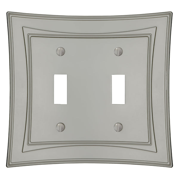 Modern Biba Satin Nickel Cast - 2 Toggle Wallplate - Wallplate Warehouse 96TTN - B 070686015551 2 Toggle