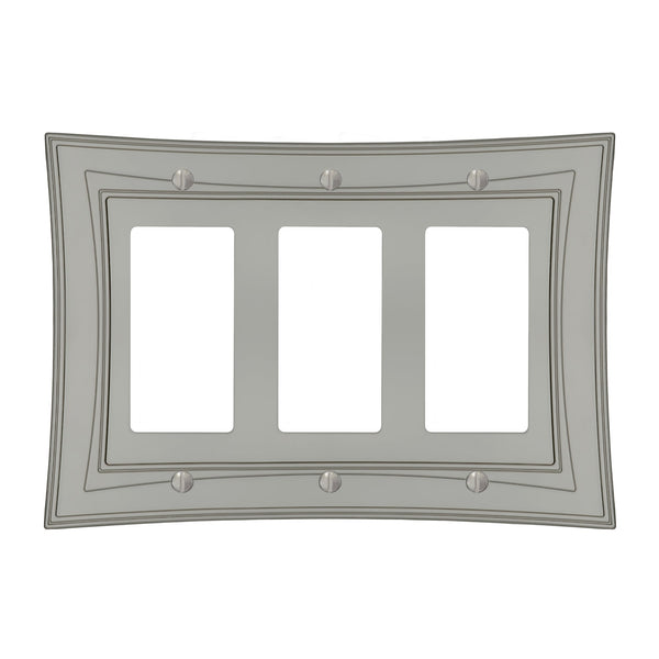 Modern Biba Satin Nickel Cast - 3 Rocker Wallplate - Wallplate Warehouse 96RRRN - B 070686015605 3 Rocker