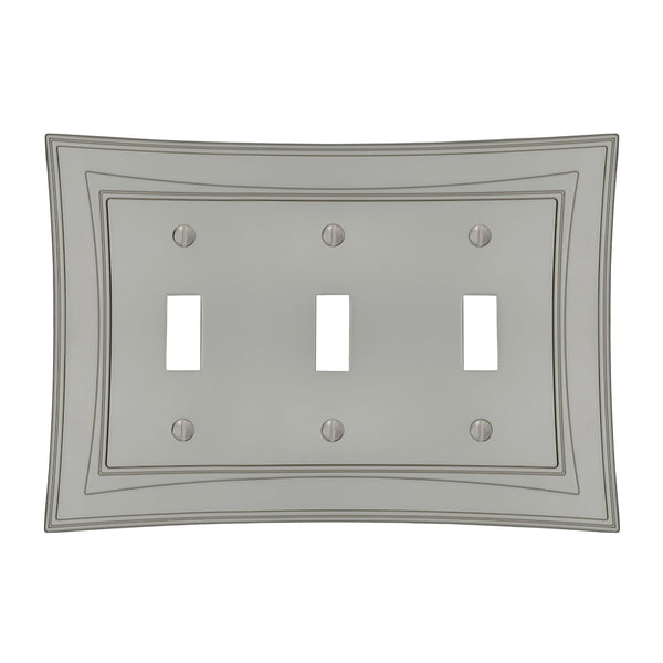 Modern Biba Satin Nickel Cast - 3 Toggle Wallplate - Wallplate Warehouse 96TTTN - B 070686015568 3 Toggle