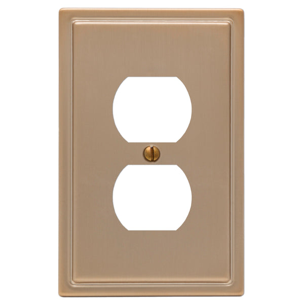 Moderne Brushed Bronze Steel - 1 Duplex Wallplate - Wallplate Warehouse 148DBZ 070686587140 1 Duplex