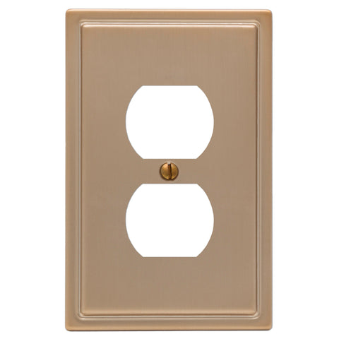 Moderne Brushed Bronze Steel - 1 Duplex Wallplate - Wallplate Warehouse 148DBZ 070686587140 1 Duplex