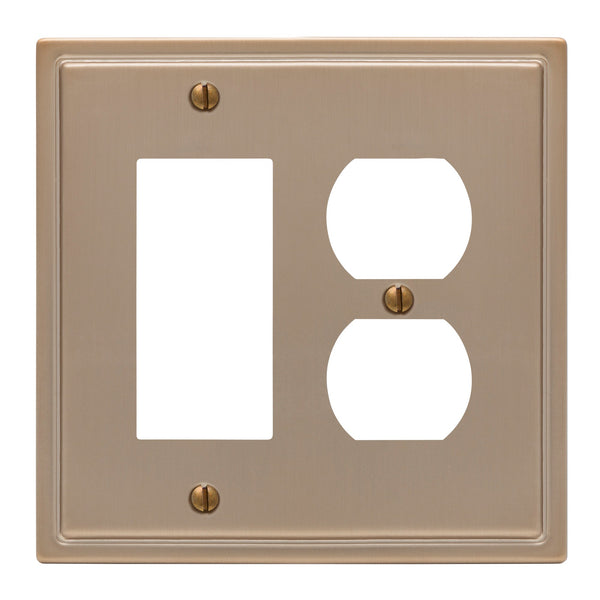 Moderne Brushed Bronze Steel - 1 Rocker / 1 Duplex Wallplate - Wallplate Warehouse 148RDBZ - B 070686020029 1 Rocker / 1 Duplex