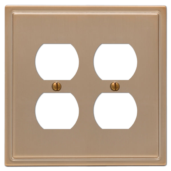 Moderne Brushed Bronze Steel - 2 Duplex Wallplate - Wallplate Warehouse 148DDBZ 070686587157 2 Duplex