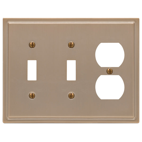 Moderne Brushed Bronze Steel - 2 Toggle / 1 Duplex Wallplate - Wallplate Warehouse 148TTDBZ - B 070686020067 2 Toggle / 1 Duplex