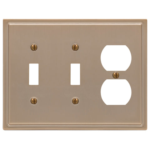 Moderne Brushed Bronze Steel - 2 Toggle / 1 Duplex Wallplate - Wallplate Warehouse 148TTDBZ - B 070686020067 2 Toggle / 1 Duplex