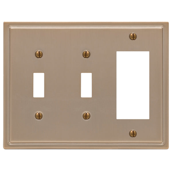 Moderne Brushed Bronze Steel - 2 Toggle / 1 Rocker Wallplate - Wallplate Warehouse 148TTRBZ - B 070686020074 2 Toggle / 1 Rocker