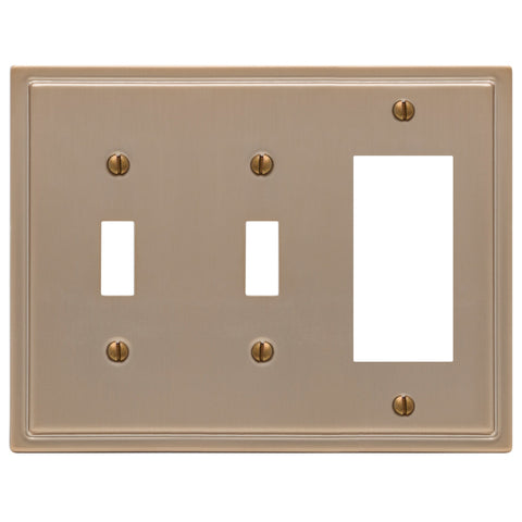 Moderne Brushed Bronze Steel - 2 Toggle / 1 Rocker Wallplate - Wallplate Warehouse 148TTRBZ - B 070686020074 2 Toggle / 1 Rocker