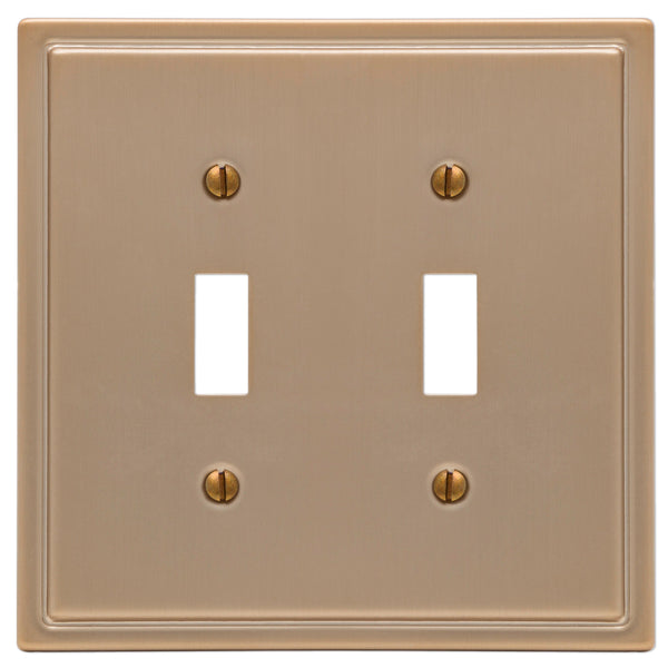 Moderne Brushed Bronze Steel - 2 Toggle Wallplate - Wallplate Warehouse 148TTBZ 070686587126 2 Toggle