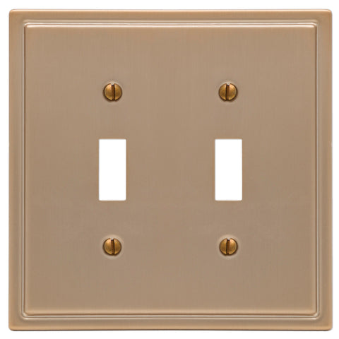 Moderne Brushed Bronze Steel - 2 Toggle Wallplate - Wallplate Warehouse 148TTBZ 070686587126 2 Toggle