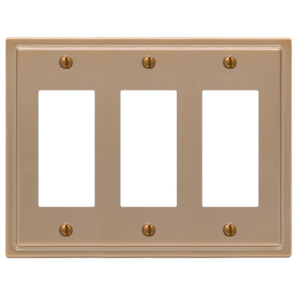 Moderne Brushed Bronze Steel - 3 Rocker Wallplate - Wallplate Warehouse 148RRRBZ 070686587195 3 Rocker