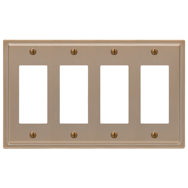 Moderne Brushed Bronze Steel - 4 Rocker Wallplate - Wallplate Warehouse 148R4BZ - B 070686020098 4 Rocker