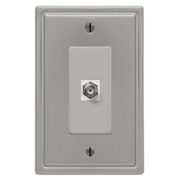 Moderne Brushed Nickel Steel - 1 Cable Jack Wallplate - Wallplate Warehouse 148CXBN 070686587096 Cable Jacks