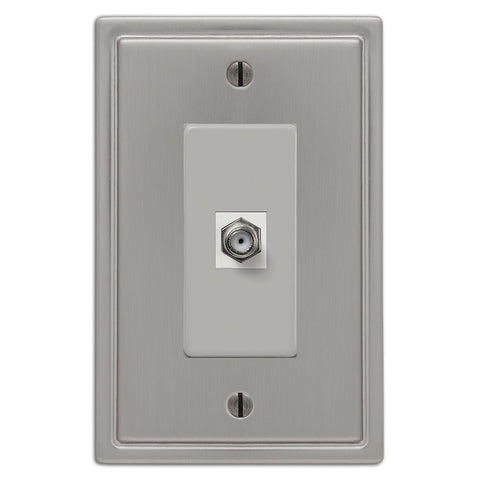 Moderne Brushed Nickel Steel - 1 Cable Jack Wallplate - Wallplate Warehouse 148CXBN 070686587096 Cable Jacks