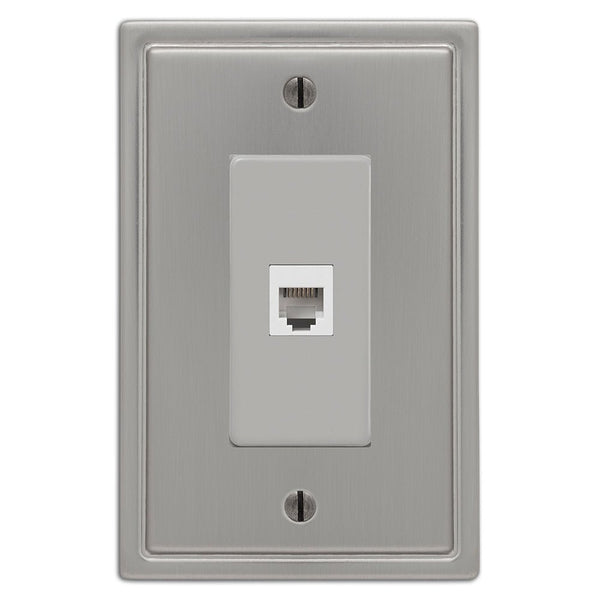Moderne Brushed Nickel Steel - 1 Phone Jack Wallplate - Wallplate Warehouse 148PHBN 070686587102 Phone Jacks