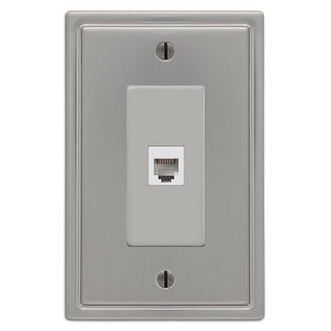 Moderne Brushed Nickel Steel - 1 Phone Jack Wallplate - Wallplate Warehouse 148PHBN 070686587102 Phone Jacks