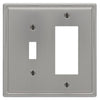 Moderne Brushed Nickel Steel - 1 Toggle / 1 Rocker Wallplate - Wallplate Warehouse 148TRBN 070686587072 1 Toggle / 1 Rocker