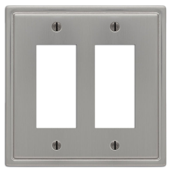 Moderne Brushed Nickel Steel - 2 Rocker Wallplate - Wallplate Warehouse 148RRBN 070686587058 2 Rocker
