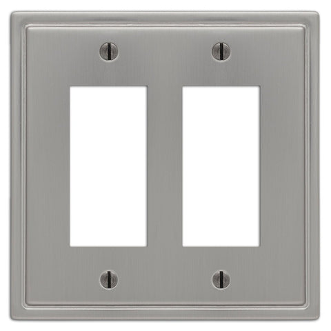 Moderne Brushed Nickel Steel - 2 Rocker Wallplate - Wallplate Warehouse 148RRBN 070686587058 2 Rocker