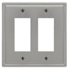Moderne Brushed Nickel Steel - 2 Rocker Wallplate - Wallplate Warehouse 148RRBN 070686587058 2 Rocker