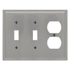 Moderne Brushed Nickel Steel - 2 Toggle / 1 Duplex Wallplate - Wallplate Warehouse 148TTDBN - B 070686019986 2 Toggle / 1 Duplex