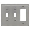 Moderne Brushed Nickel Steel - 2 Toggle / 1 Rocker Wallplate - Wallplate Warehouse 148TTRBN - B 070686019993 2 Toggle / 1 Rocker
