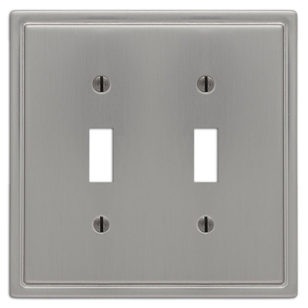Moderne Brushed Nickel Steel - 2 Toggle Wallplate - Wallplate Warehouse 148TTBN 070686586143 2 Toggle