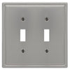 Moderne Brushed Nickel Steel - 2 Toggle Wallplate - Wallplate Warehouse 148TTBN 070686586143 2 Toggle