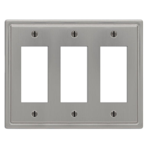 Moderne Brushed Nickel Steel - 3 Rocker Wallplate - Wallplate Warehouse 148RRRBN 070686587065 3 Rocker