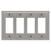 Moderne Brushed Nickel Steel - 4 Rocker Wallplate - Wallplate Warehouse 148R4BN - B 070686020012 4 Rocker