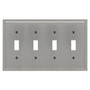 Moderne Brushed Nickel Steel - 4 Toggle Wallplate - Wallplate Warehouse 148T4BN - B 070686020005 4 Toggle
