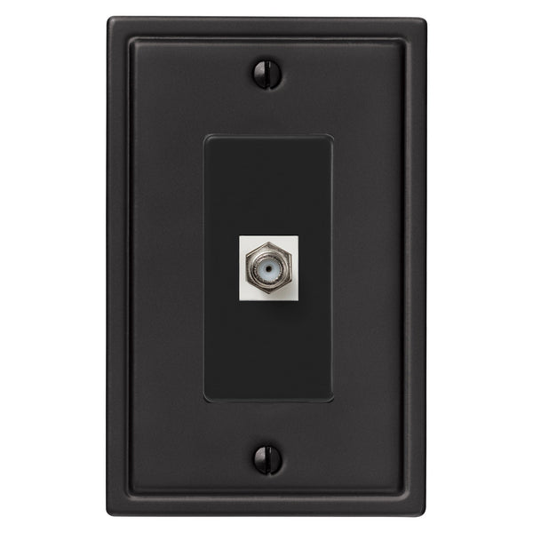 Moderne Matte Black Steel - 1 Cable Jack Wallplate - Wallplate Warehouse 148CXMB 070686008645 Cable Jacks