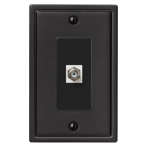 Moderne Matte Black Steel - 1 Cable Jack Wallplate - Wallplate Warehouse 148CXMB 070686008645 Cable Jacks