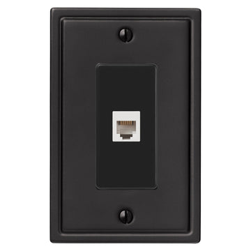 Moderne Matte Black Steel - 1 Phone Jack Wallplate - Wallplate Warehouse 148PHMB 070686008652 Phone Jacks