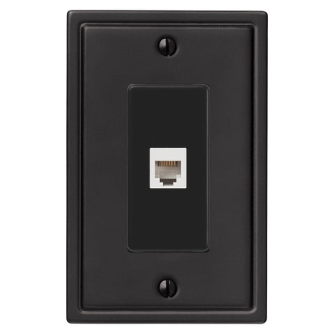 Moderne Matte Black Steel - 1 Phone Jack Wallplate - Wallplate Warehouse 148PHMB 070686008652 Phone Jacks